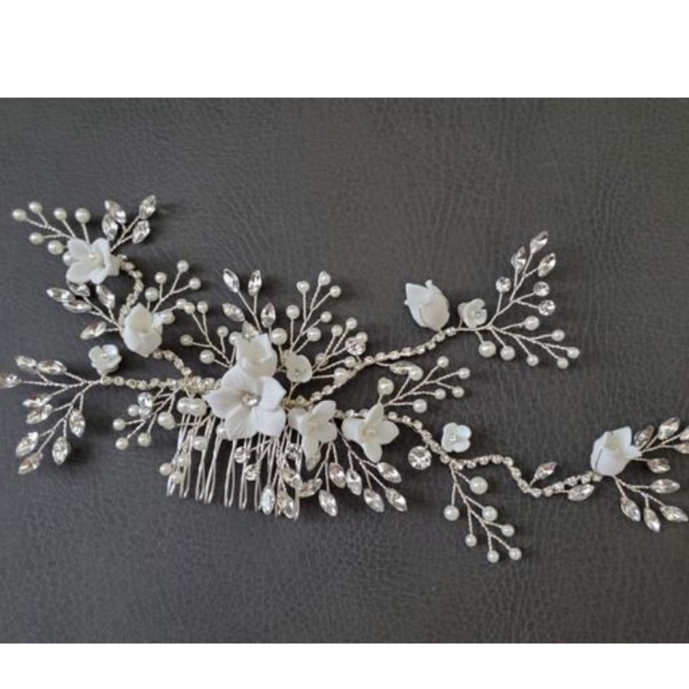 Bride Crystal flower Large Head Hairpieces wedding - Picture 2 of 7